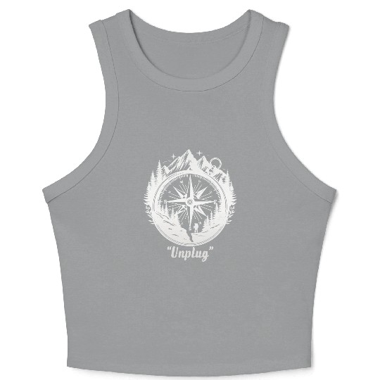 Compass Mountains Hiker, Unplug Nature Adventure Crop Tank Top