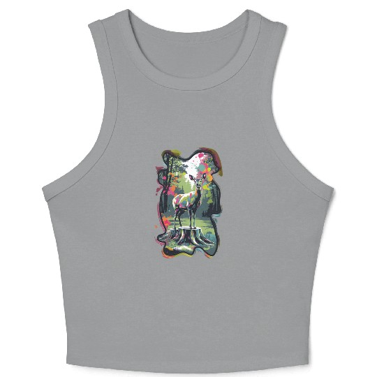 Deer in the forest 8 Crop Tank Top