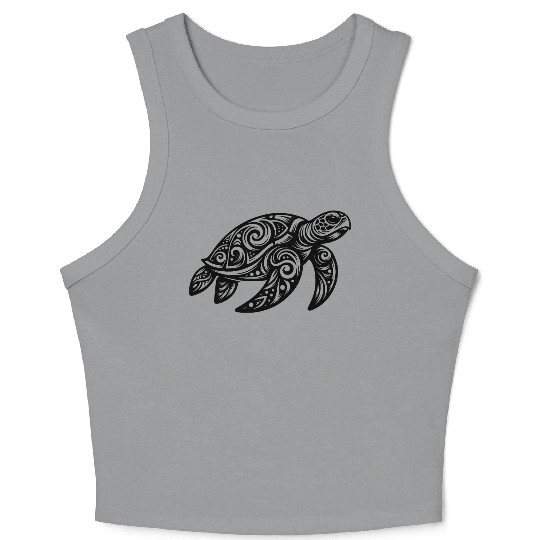 Ornamental Beauty Of A Sea Turtle Crop Tank Top