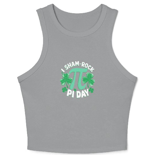 Funny St. Patrick's Day Pi Day Shamrock Design Crop Tank Top