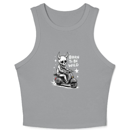 Born to Be Wild - Skull Devil on Scooter Crop Tank Top