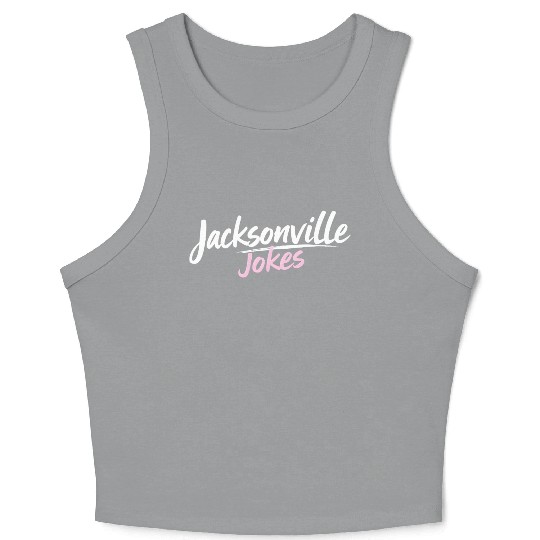 Jacksonville Jokes Brushstroke Text Design in Pink Crop Tank Top