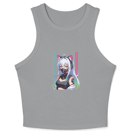 Futuristic Cyberpunk Girl Crop Tank Top