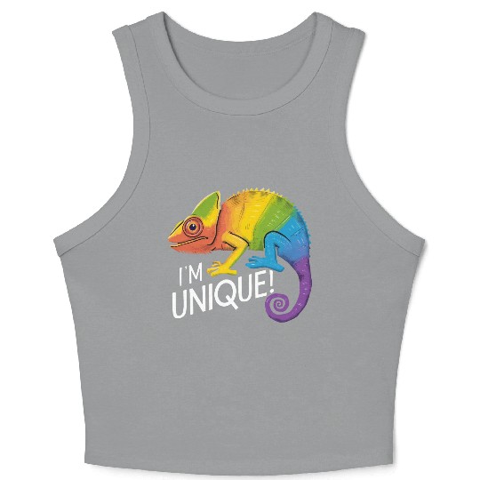 Rainbow Chameleon - "I'm Unique!" Colorful Animal Crop Tank Top