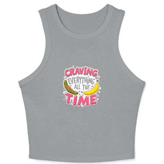 Pregnancy Cravings Funny Maternity Food Baby Bump Crop Tank Top
