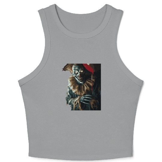 Creepy Ghost Clown with Red Balloon – Crop Tank Top