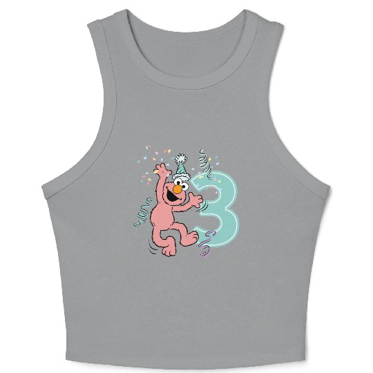 Sesame Street Birthday Design With Elmo 3 Years Crop Tank Top