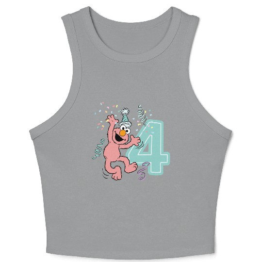 Sesame Street Birthday Design With Elmo 4 Years Crop Tank Top