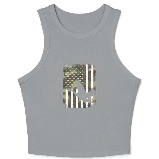 Goose Hunting Camo US Flag For Hunter Camouflage Crop Tank Top