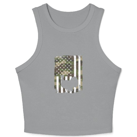 Turkey Hunting Camo US Flag For Hunter Camouflage Crop Tank Top