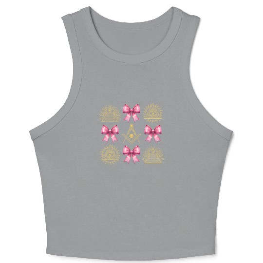 Coquette Bow Square Compass Freemasonry Mom Crop Tank Top