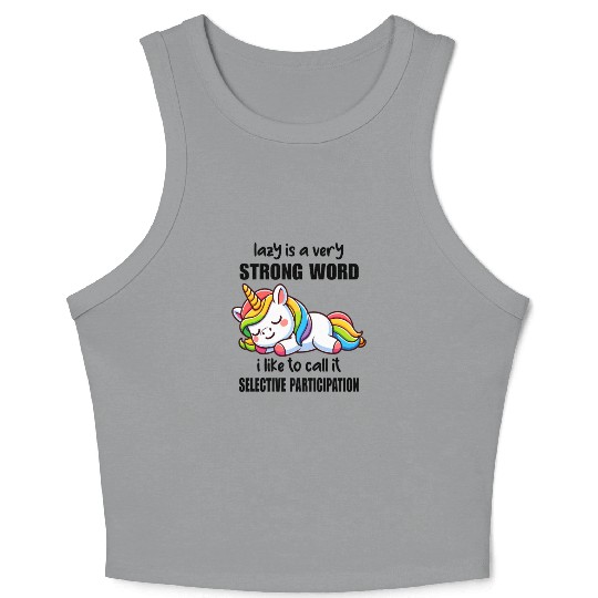 Sleepy Rainbow Unicorn Crop Tank Top
