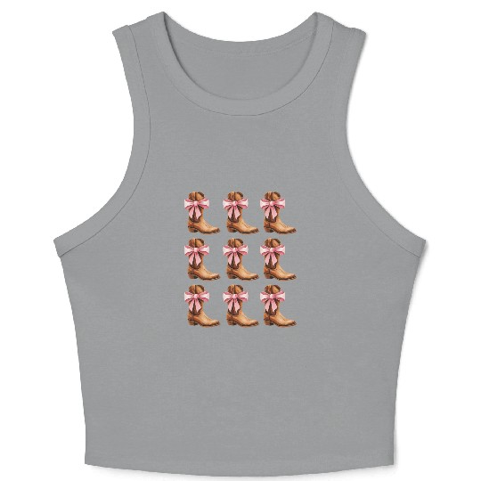 Cowgirl Boots and Pink Bows Rodeo Crop Tank Top