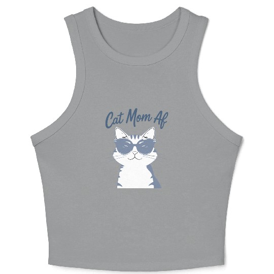 Funny Cat Mom Club Sunglasses Crop Tank Top