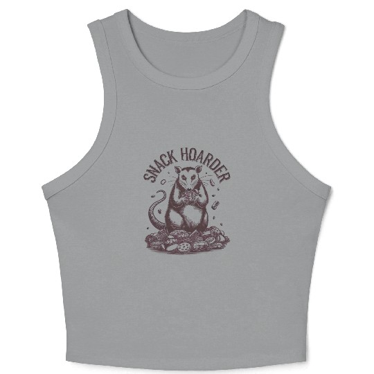 Snack Hoarder Opossum Fun Illustration Crop Tank Top