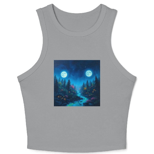 Moons in Alien Forest 3 Crop Tank Top