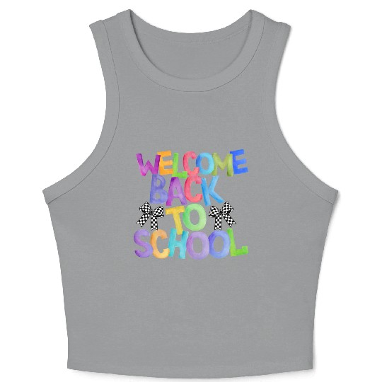 Welcome Back to School Coquette Bow Design Crop Tank Top