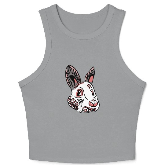 Fantasy Rabbit Face in Ethnic Strokes Crop Tank Top