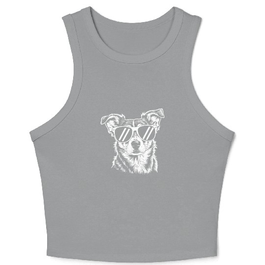 Border Collie Dog Wearing Sunglasses Vintage Pet Crop Tank Top