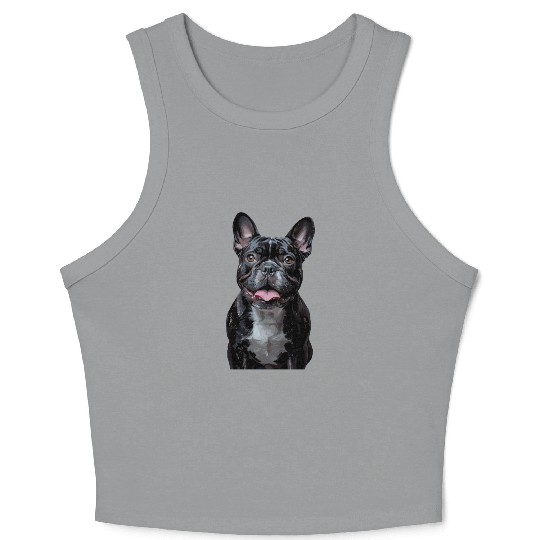 Charming French Bulldog Portrait Capturing Joyful Crop Tank Top