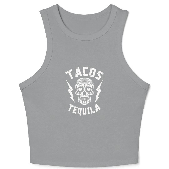 Tacos Tequila & Skull Vibes Crop Tank Top