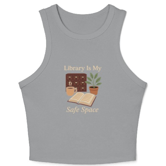 Library Nerd Book Lover Introvert Quiet Life Crop Tank Top
