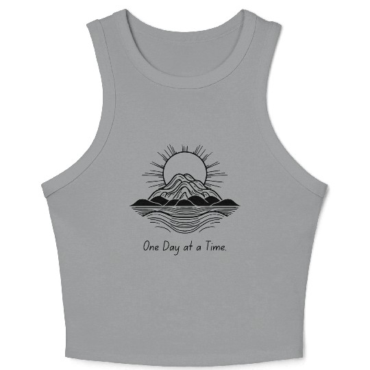 One Day at a Time – Motivational Calm Design Crop Tank Top