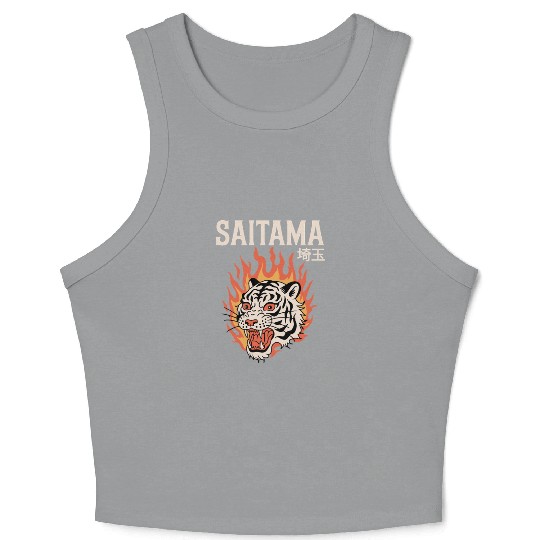 Vintage Saitama Crop Tank Top – Bold Tiger Tattoo Design