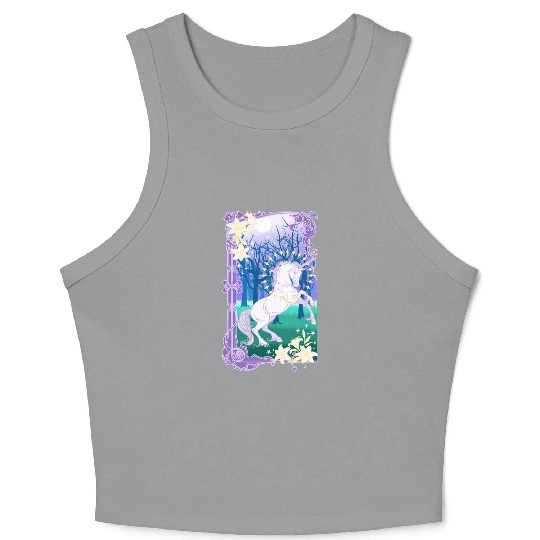 Unicorn fantasy lilac moon Crop Tank Top