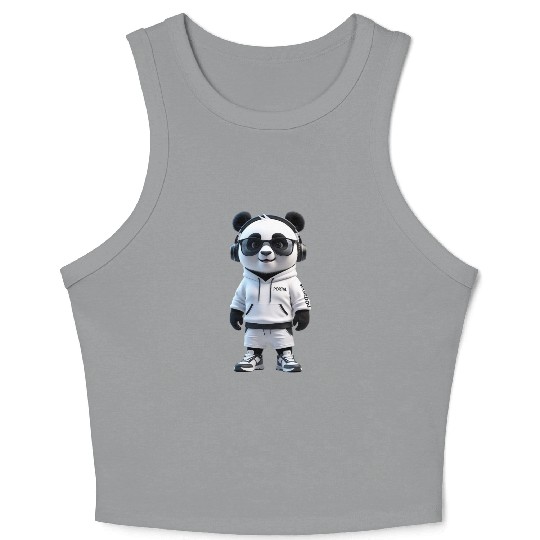 Stylish 3D Panda Character Crop Tank Top