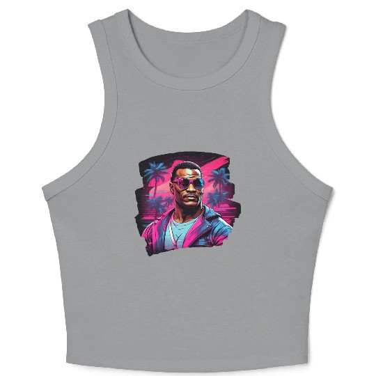 Neon Vibes - Retro Tropical Style Crop Tank Top