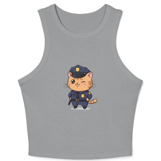 Paw-sitive Law Enforcement – Funny Cat Cop Crop Tank Top