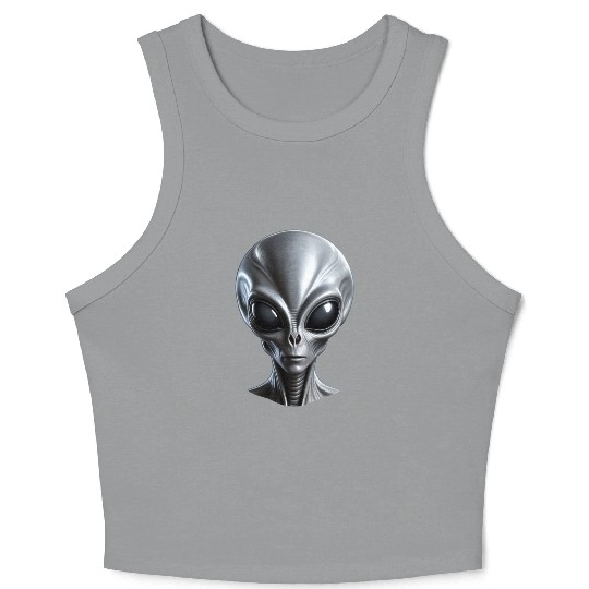 Real Grey Alien with a big head Crop Tank Top