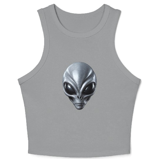 Real Grey Alien Extraterrestrial Face Crop Tank Top