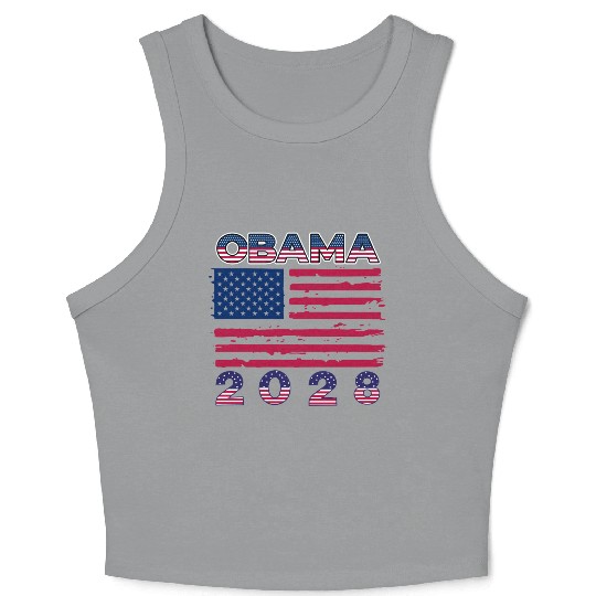 Obama 2028 Vintage Flag Patriotic Politics Protest Crop Tank Top