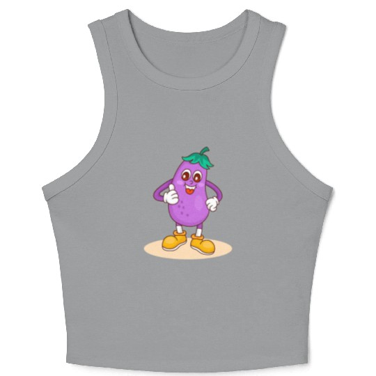 Animated Eggplant Character Design Crop Tank Top