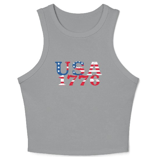 USA Established 1776 Stars Red White Blue Crop Tank Top