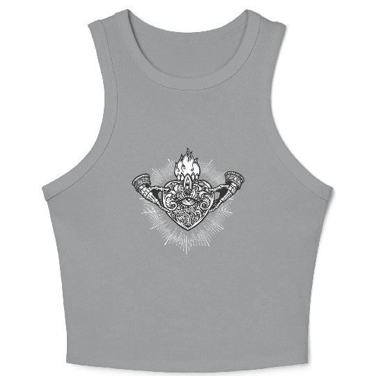 Sacred Heart Claddagh Symbol - White Crop Tank Top