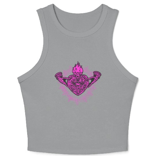 Sacred Heart Claddagh Symbol Pink Crop Tank Top