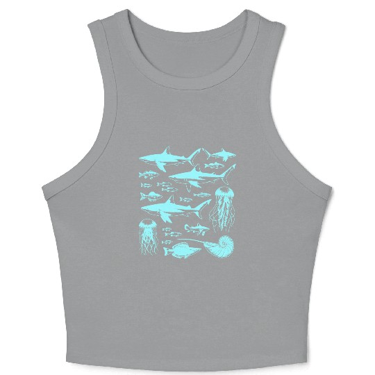 Shark Fish Octopus Nature Crop Tank Top