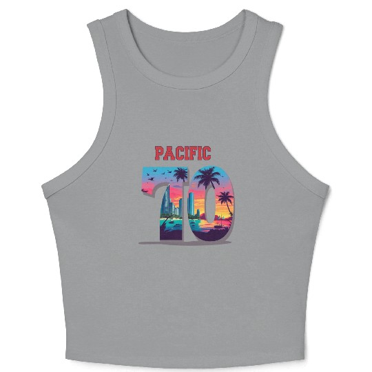 PACIFIC 70 – Tropical City Sunset Varsity Art Crop Tank Top