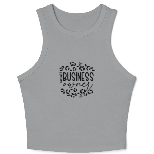Proud Small Business Owner Leopard Heart Crop Tank Top
