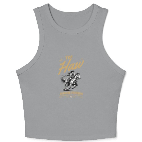Yee Haw Cowgirl Riding Horse Vintage Western Crop Tank Top
