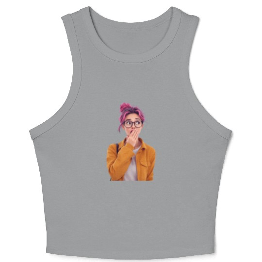 Surprised AI woman Crop Tank Top