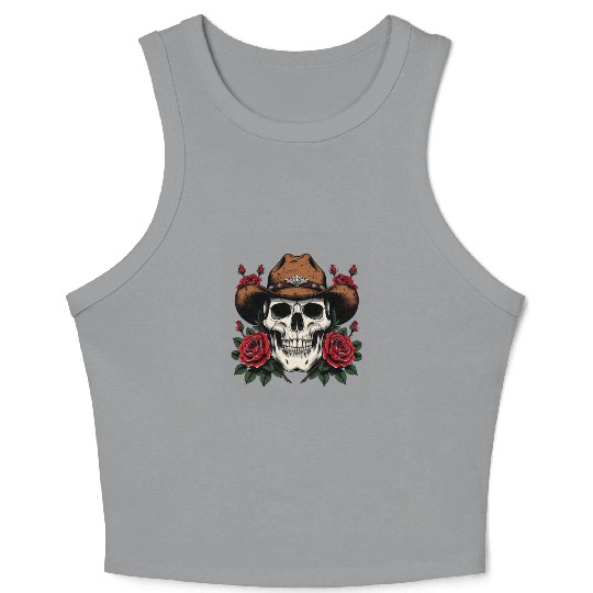 Cowgirl Spirit: Skull & Roses Crop Tank Top