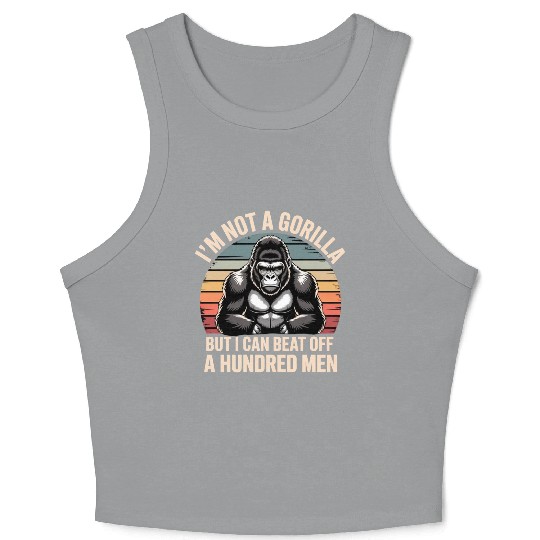 Funny Gorilla Strength Vintage Sunset Crop Tank Top