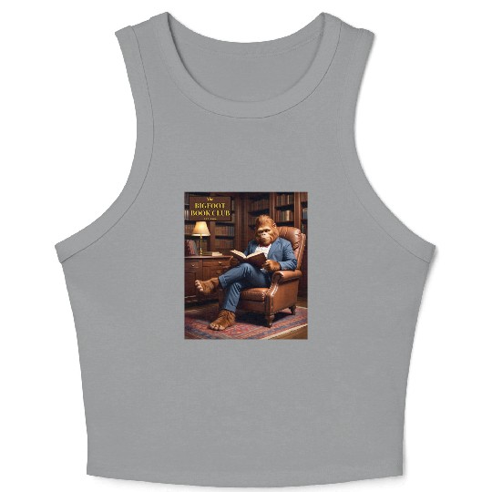 Bigfoot Book Club Sasquatch Reading in the Library Crop Tank Top