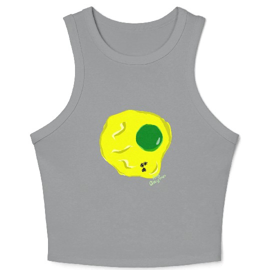 Yellow and green fried egg and flies Crop Tank Top