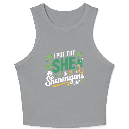 Irish Clover Shenanigans Lucky Charm Womens Comfy Crop Tank Top