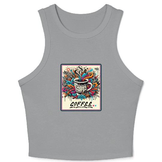 Coffee Graffiti Explosion Crop Tank Top